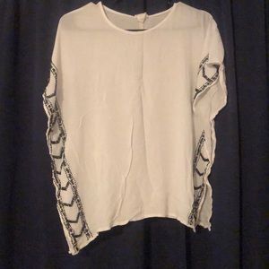 Embroidered cream work shirt